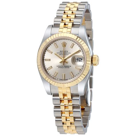 rolex women silver and gold|18k gold ladies rolex watch.